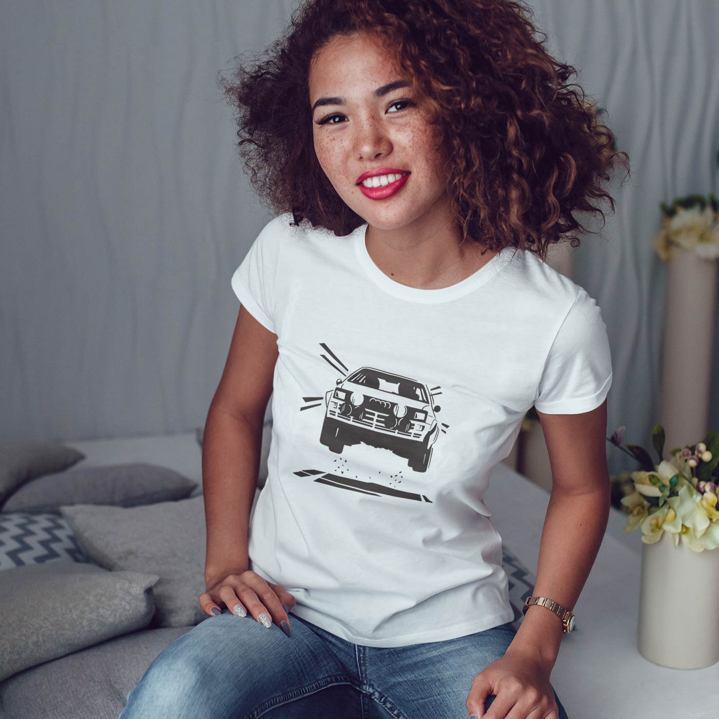 Koszulka damska z Audi Quattro 'Rally' - XL, Biały