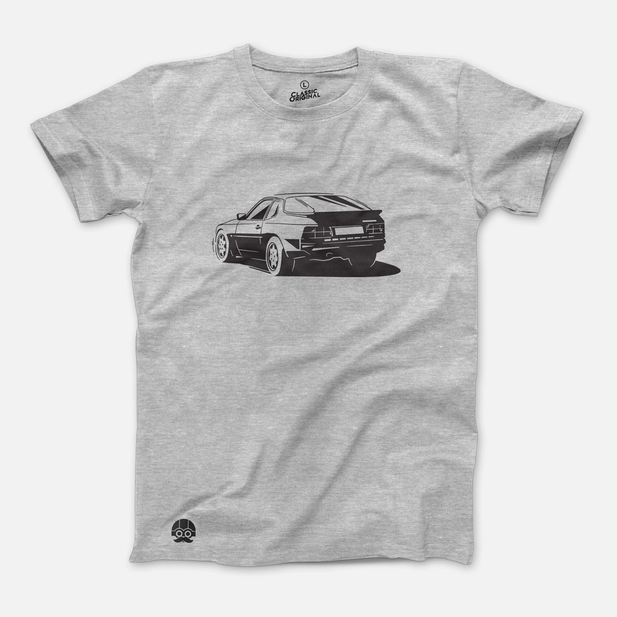 T-shirt z samochodem Porsche 944 - XL, Szary