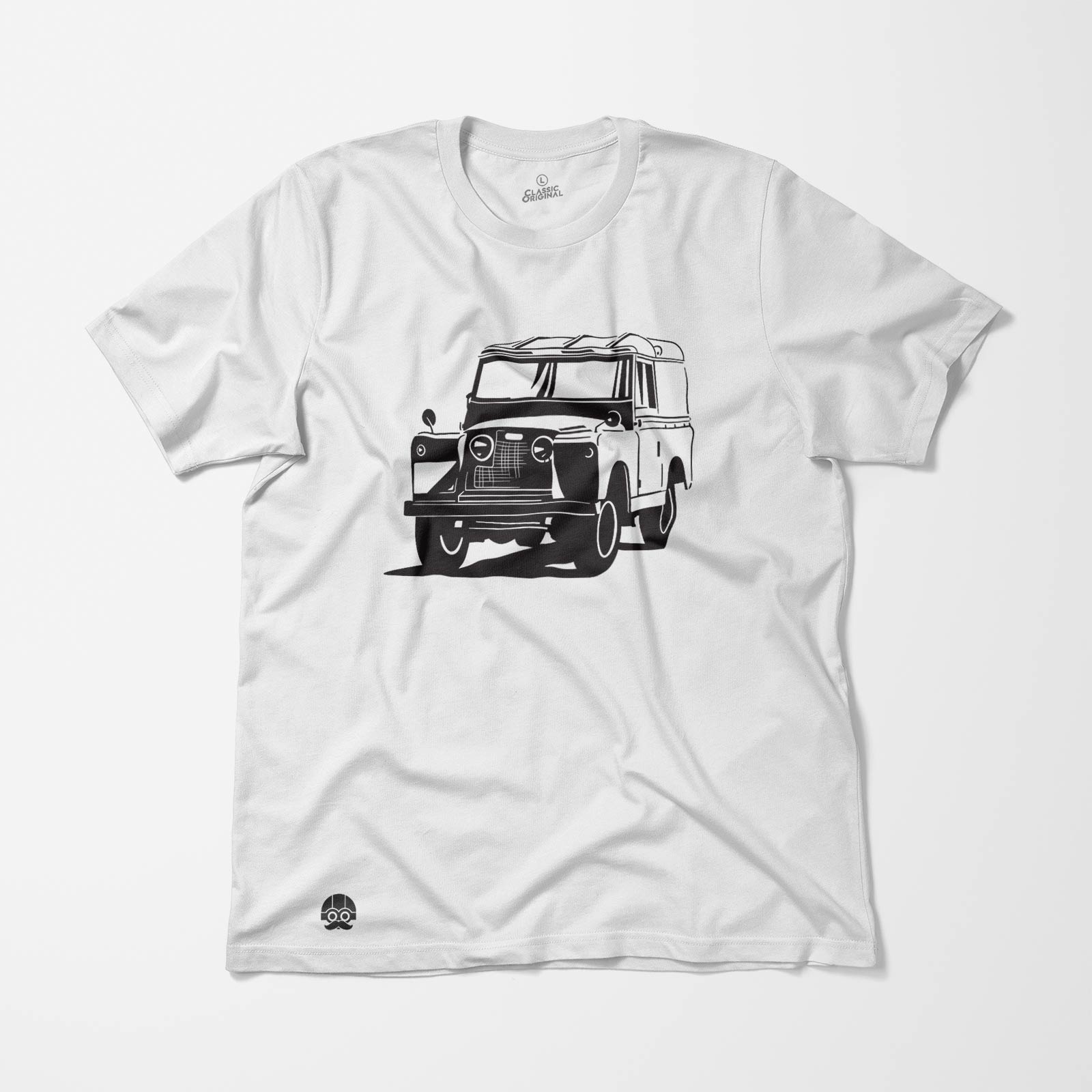 T-shirt z kultowym Land Roverem - M, Biały